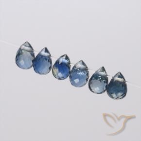 Gemas de Zafiro Azul marino natural de 1.53 ct, Corte Briolette, VS