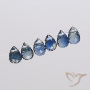 Gemas de Zafiro Azul marino natural de 1.53 ct, Corte Briolette, VS
