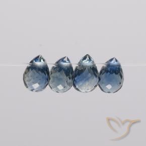Gemas de Zafiro Azul marino natural de 1.74 ct, Corte Briolette, VS