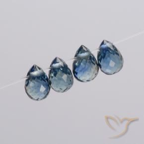 Gemas de Zafiro Azul marino natural de 1.74 ct, Corte Briolette, VS