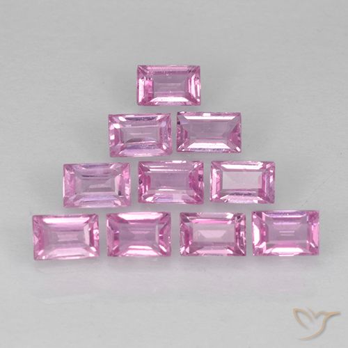 Gemas de Zafiro Rosado púrpura real claro natural de 1.04 ct, Corte Baguette, VS