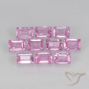 Gemas de Zafiro Rosado púrpura real claro natural de 1.04 ct, Corte Baguette, VS