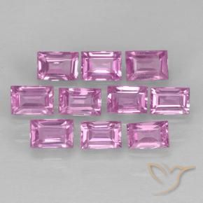 Gemas de Zafiro Rosado claro natural de 1.08 ct, Corte Baguette, VS