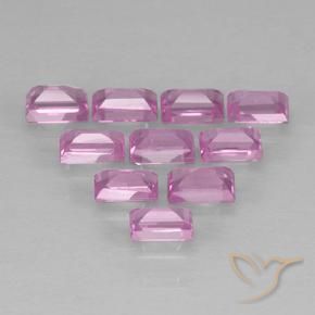 Gemas de Zafiro Rosado claro natural de 1.08 ct, Corte Baguette, VS