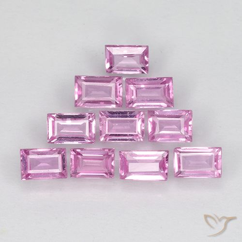 1.02ctw Natural Rosado púrpura real claro Zafiro, Corte Baguette, VS