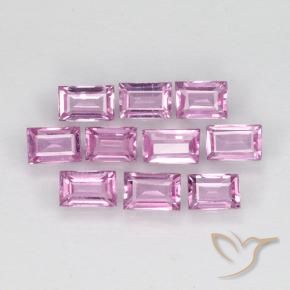 Gemas de Zafiro Rosado púrpura real claro natural de 1.02 ct, Corte Baguette, VS