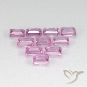 Gemas de Zafiro Rosado púrpura real claro natural de 1.02 ct, Corte Baguette, VS