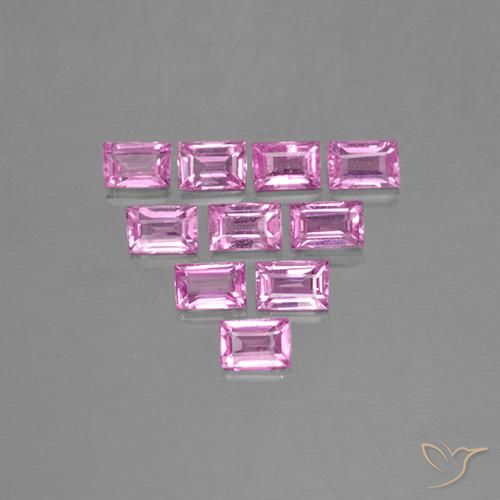 Gemas de Zafiro Rosado claro natural de 1.15 ct, Corte Baguette, VS