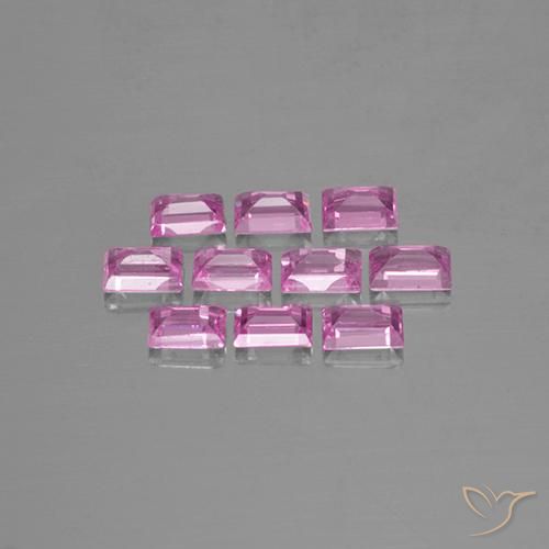 Gemas de Zafiro Rosado claro natural de 1.15 ct, Corte Baguette, VS