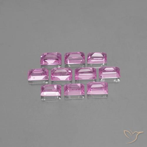 Gemas de Zafiro Rosado claro natural de 1.19 ct, Corte Baguette, VS