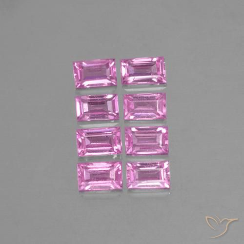 Gemas de Zafiro Rosado púrpura real claro natural de 1.03 ct, Corte Baguette, VS
