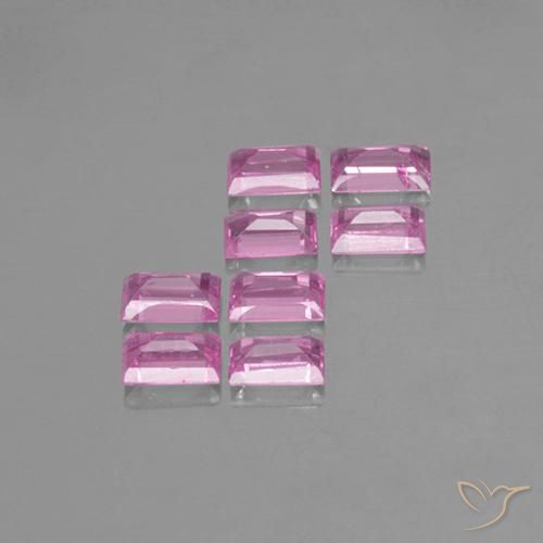Gemas de Zafiro Rosado púrpura real claro natural de 1.03 ct, Corte Baguette, VS