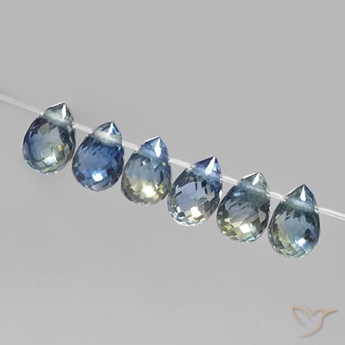 Gemas de Zafiro Azul pastel natural de 2.19 ct, Corte Briolette, VS