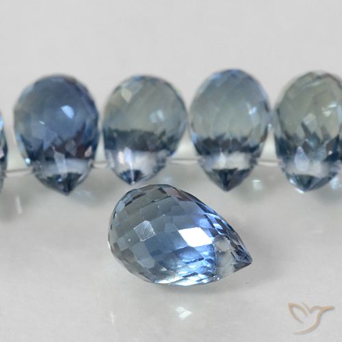 6.43ctw Natural Azul pastel Zafiro, Corte Briolette, VS