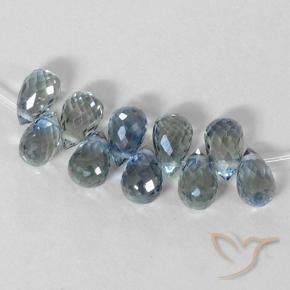 Gemas de Zafiro Azul pastel natural de 6.43 ct, Corte Briolette, VS
