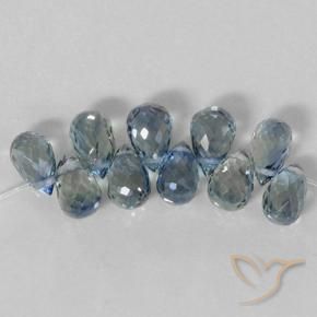 Gemas de Zafiro Azul pastel natural de 6.43 ct, Corte Briolette, VS