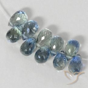 Gemas de Zafiro Azul claro natural de 7.25 ct, Corte Briolette, VS