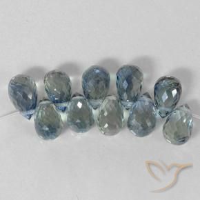 Gemas de Zafiro Azul claro natural de 7.25 ct, Corte Briolette, VS