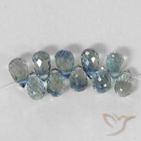Gemas de Zafiro Azul claro natural de 6.03 ct, Corte Briolette, VS