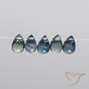 Gemas de Zafiro Azul marino natural de 2.21 ct, Corte Briolette, VS