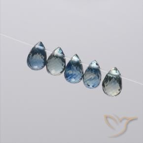 Gemas de Zafiro Azul marino natural de 2.21 ct, Corte Briolette, VS