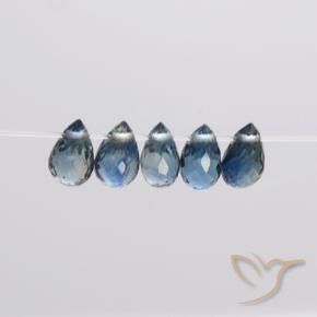Gemas de Zafiro Azul pastel natural de 1.83 ct, Corte Briolette, VS