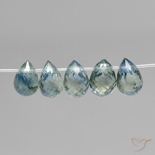 1.97ctw Natural Verde azul medio Zafiro, Corte Briolette, VS