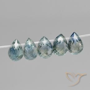 Gemas de Zafiro Verde azul medio natural de 1.97 ct, Corte Briolette, VS