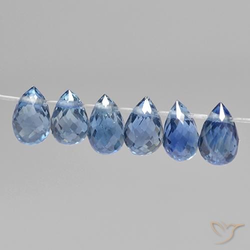 Gemas de Zafiro Azul claro natural de 2.04 ct, Corte Briolette, VS