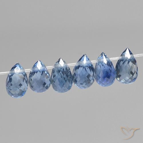 Gemas de Zafiro Azul claro natural de 2.04 ct, Corte Briolette, VS