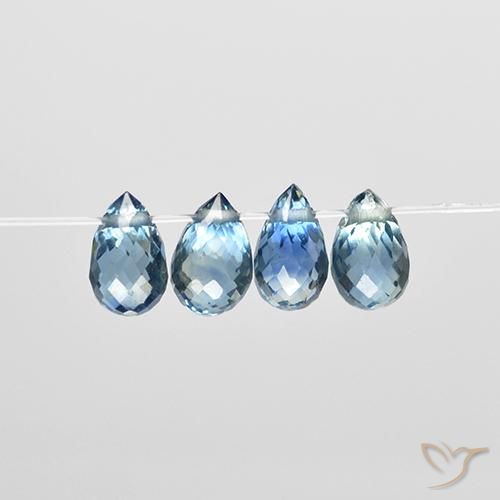 Gemas de Zafiro Azul natural de 1.96 ct, Corte Briolette, VS