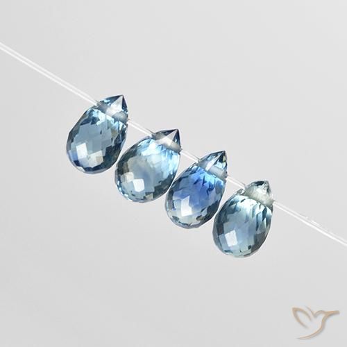 Gemas de Zafiro Azul natural de 1.96 ct, Corte Briolette, VS