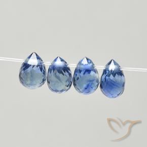 Gemas de Zafiro Azul oscuro medio natural de 1.72 ct, Corte Briolette, VS