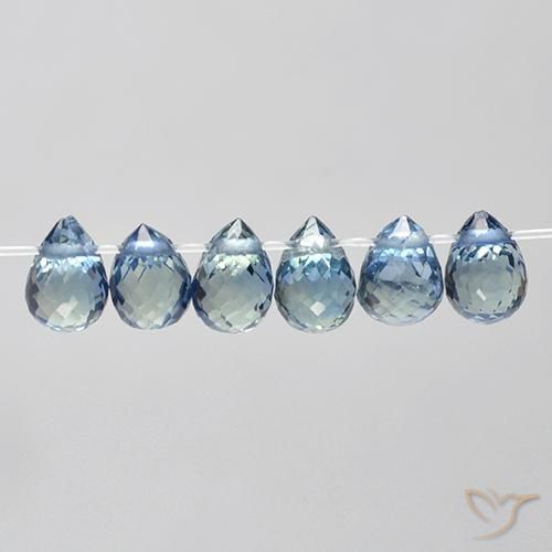 2.18ctw Natural Azul claro Zafiro, Corte Briolette, VS