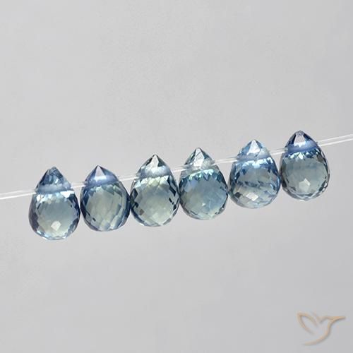 Gemas de Zafiro Azul claro natural de 2.18 ct, Corte Briolette, VS