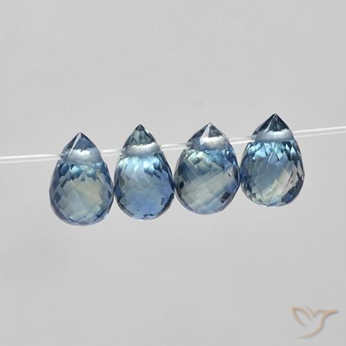 Gemas de Zafiro Azul natural de 1.78 ct, Corte Briolette, VS