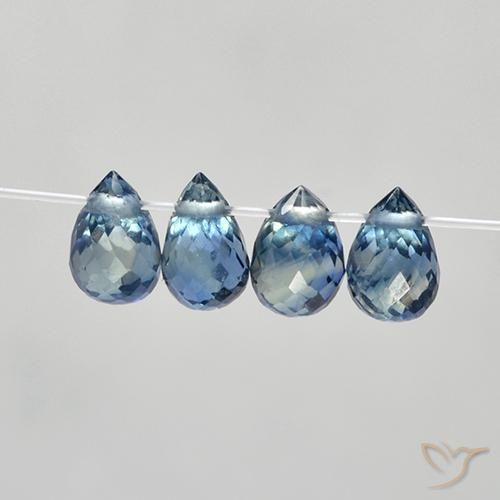 Gemas de Zafiro Azul natural de 1.78 ct, Corte Briolette, VS