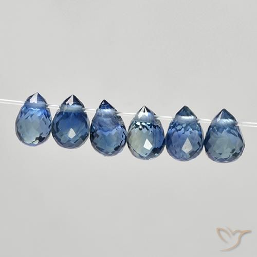 Gemas de Zafiro Azul marino natural de 2.20 ct, Corte Briolette, VS