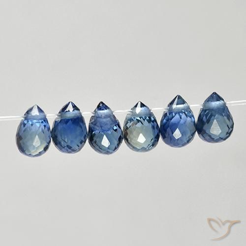 Gemas de Zafiro Azul marino natural de 2.20 ct, Corte Briolette, VS