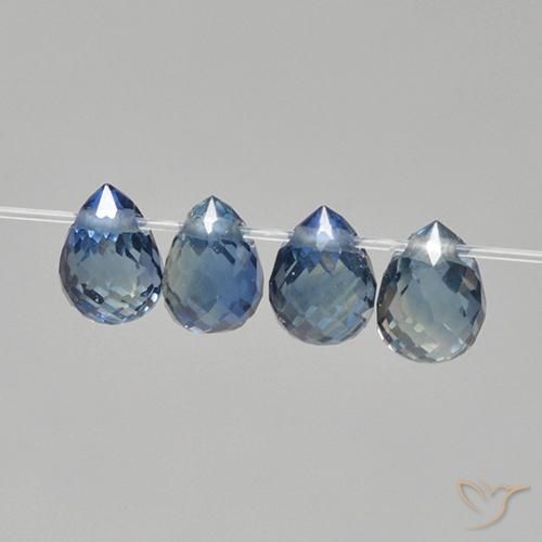 Gemas de Zafiro Azul marino natural de 1.31 ct, Corte Briolette, VS