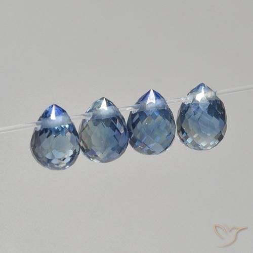 Gemas de Zafiro Azul marino natural de 1.31 ct, Corte Briolette, VS