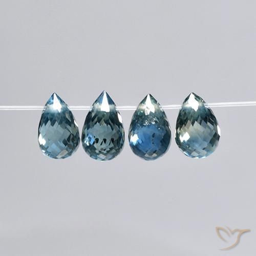 Gemas de Zafiro Azul natural de 2.78 ct, Corte Briolette, VS