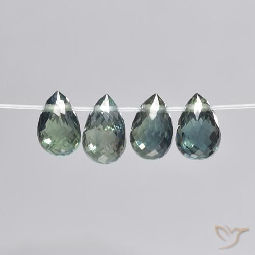 Gemas de Zafiro Verde-azul natural de 2.78 ct, Corte Briolette, VS