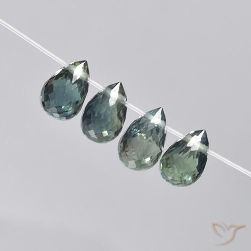 Gemas de Zafiro Verde-azul natural de 2.78 ct, Corte Briolette, VS