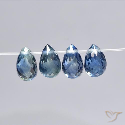 Gemas de Zafiro Azul oscuro natural de 2.82 ct, Corte Briolette, VS