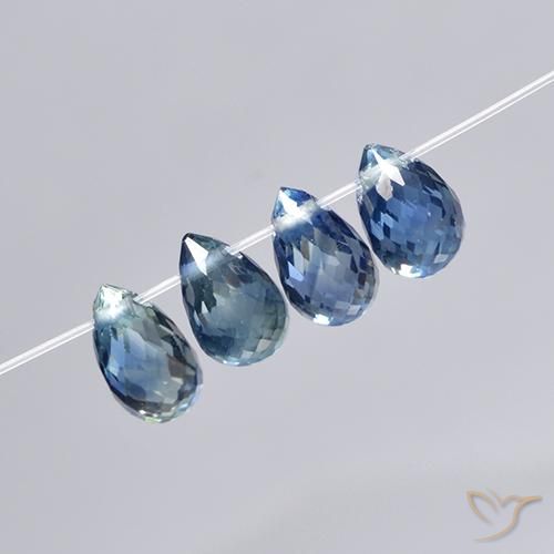 Gemas de Zafiro Azul oscuro natural de 2.82 ct, Corte Briolette, VS