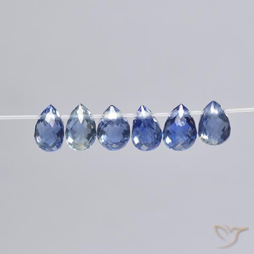 Gemas de Zafiro Azul marino natural de 2.49 ct, Corte Briolette, VS