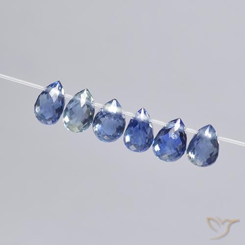 Gemas de Zafiro Azul marino natural de 2.49 ct, Corte Briolette, VS