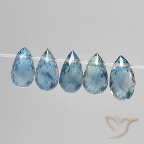 Gemas de Zafiro Azul natural de 2.12 ct, Corte Briolette, VS