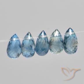 Gemas de Zafiro Azul natural de 2.12 ct, Corte Briolette, VS